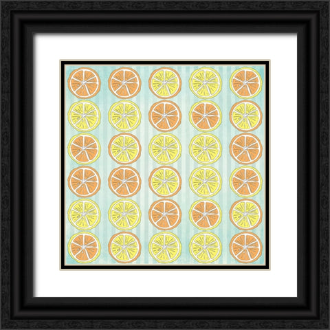 Summer time Lemon Pattern 2 Black Ornate Wood Framed Art Print with Double Matting by LightBoxJournal