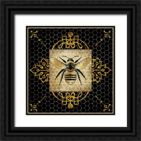 Golden Honey Bee 01 Black Ornate Wood Framed Art Print with Double Matting by LightBoxJournal