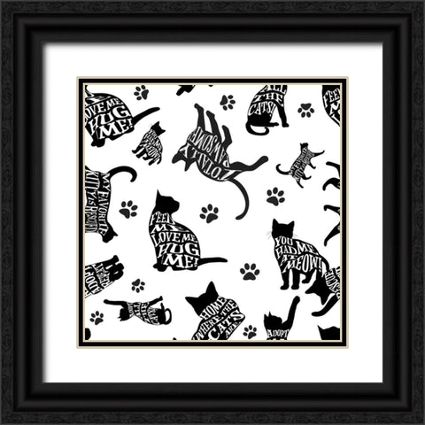 RescueCat Pattern 03 Black Ornate Wood Framed Art Print with Double Matting by LightBoxJournal