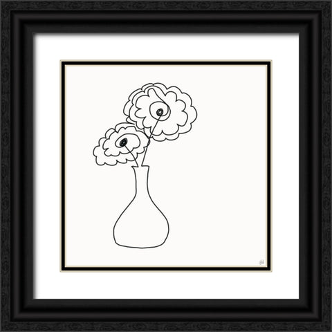 Floral Bouquet 1 Black Ornate Wood Framed Art Print with Double Matting by Line and Brush