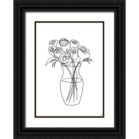 Floral Bunch 2 Black Ornate Wood Framed Art Print with Double Matting by Line and Brush