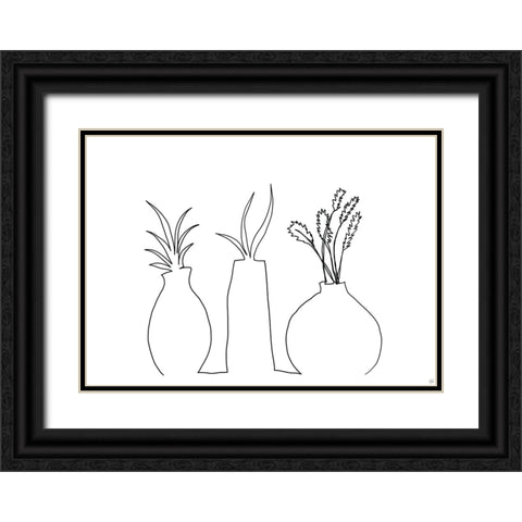 Floral Set Still Life 2 Black Ornate Wood Framed Art Print with Double Matting by Line and Brush