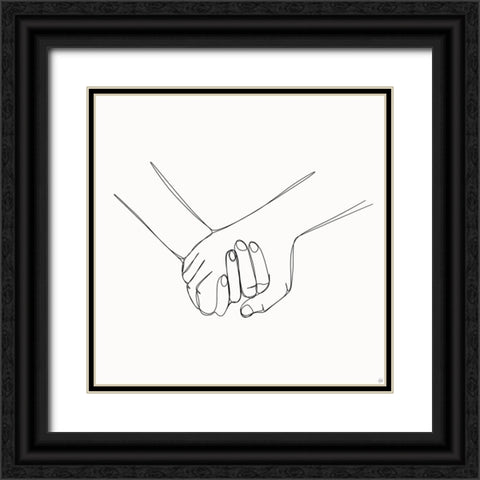 Holding Hands 2 Black Ornate Wood Framed Art Print with Double Matting by Line and Brush