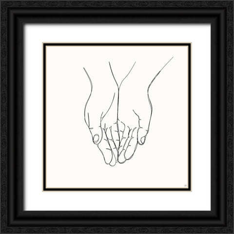 Holding Hands 3 Black Ornate Wood Framed Art Print with Double Matting by Line and Brush