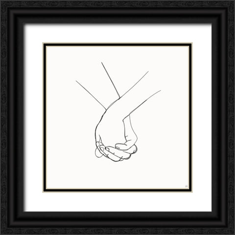 Holding Hands 5 Black Ornate Wood Framed Art Print with Double Matting by Line and Brush