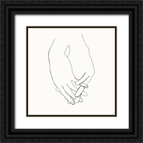 Holding Hands 6 Black Ornate Wood Framed Art Print with Double Matting by Line and Brush