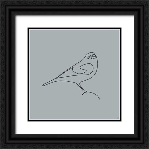Line Bird 1 Black Ornate Wood Framed Art Print with Double Matting by Line and Brush