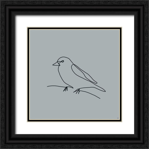 Line Bird 3 Black Ornate Wood Framed Art Print with Double Matting by Line and Brush