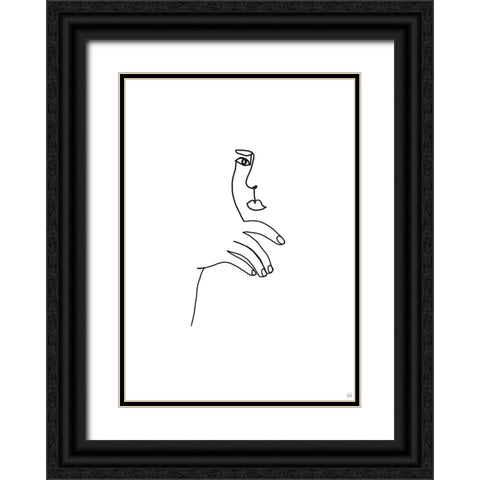 Line Female Look 2 Black Ornate Wood Framed Art Print with Double Matting by Line and Brush
