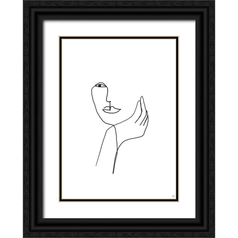 Line Female Look 3 Black Ornate Wood Framed Art Print with Double Matting by Line and Brush