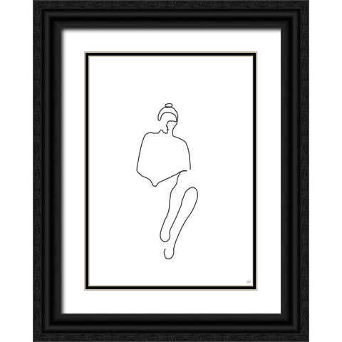 Line Female Work 1 Black Ornate Wood Framed Art Print with Double Matting by Line and Brush