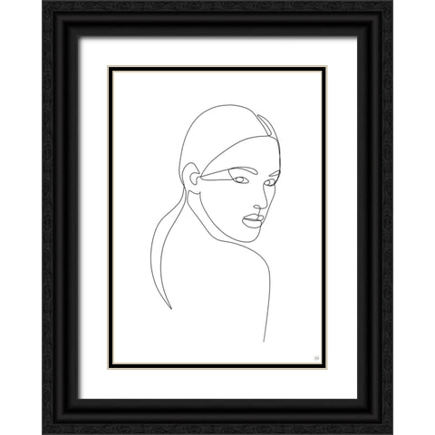 Line Lady Portrait 2 Black Ornate Wood Framed Art Print with Double Matting by Line and Brush