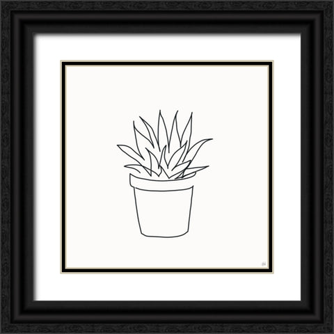 Line Succulent 2 Black Ornate Wood Framed Art Print with Double Matting by Line and Brush