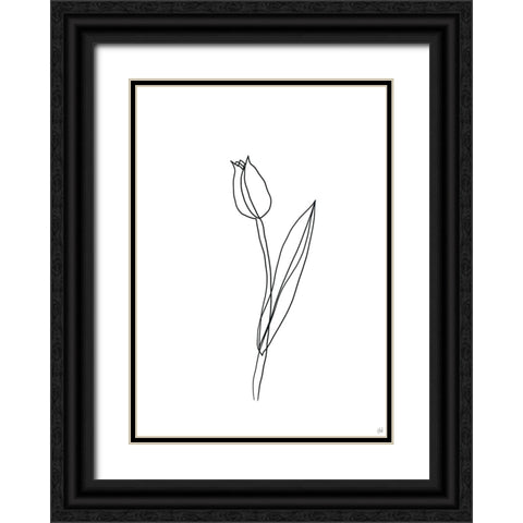 Line Tulips 2 Black Ornate Wood Framed Art Print with Double Matting by Line and Brush