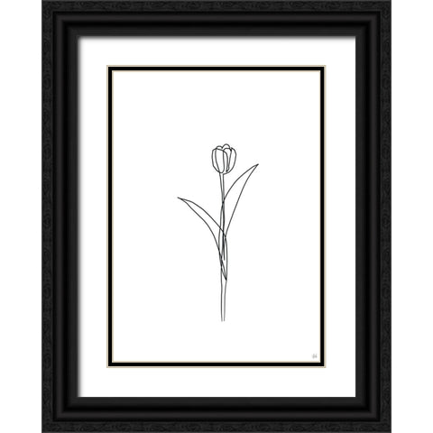 Line Tulips 3 Black Ornate Wood Framed Art Print with Double Matting by Line and Brush