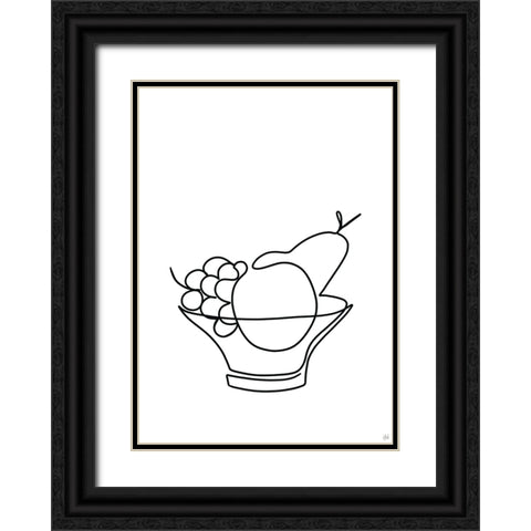 Still Life Fruit Bowl Black Ornate Wood Framed Art Print with Double Matting by Line and Brush
