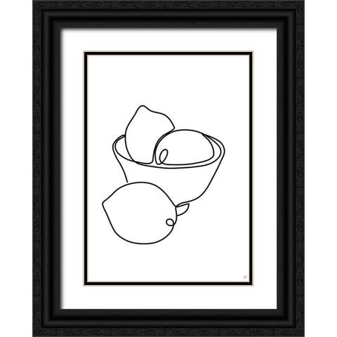 Still Life Lemons Black Ornate Wood Framed Art Print with Double Matting by Line and Brush