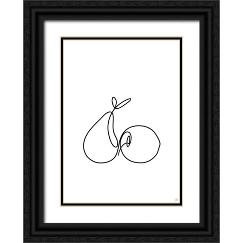 Still Life Pear and Apple Black Ornate Wood Framed Art Print with Double Matting by Line and Brush