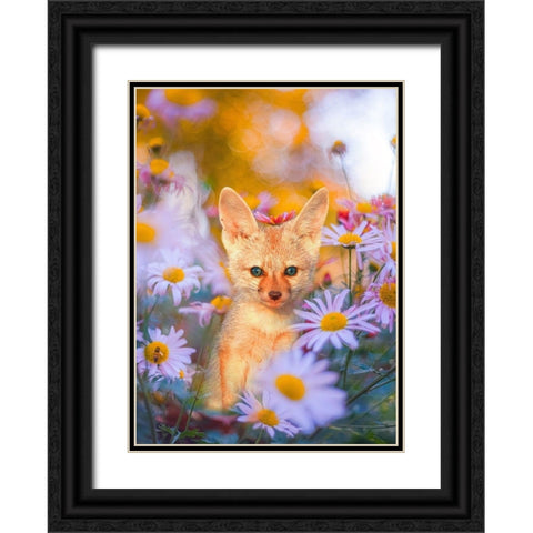 Fox in Garden Black Ornate Wood Framed Art Print with Double Matting by Love Grams