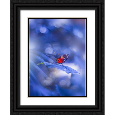 Blue Light Black Ornate Wood Framed Art Print with Double Matting by Love Grams