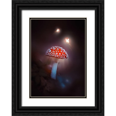 Mushroom Magic Black Ornate Wood Framed Art Print with Double Matting by Love Grams