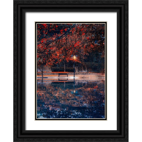 Along the Canal Black Ornate Wood Framed Art Print with Double Matting by Love Grams