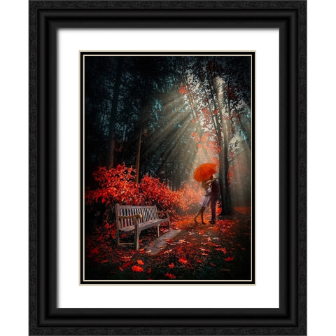 At the Park Black Ornate Wood Framed Art Print with Double Matting by Love Grams