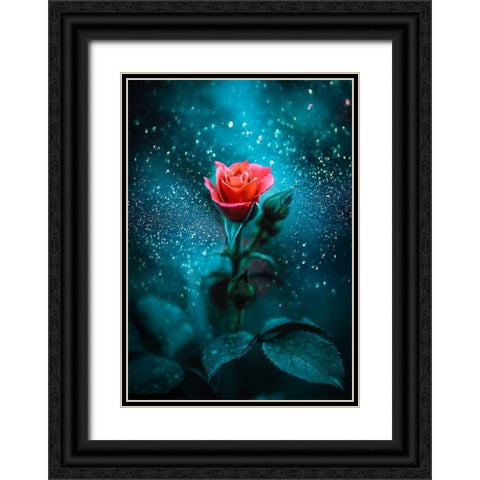 Glittering Rose Black Ornate Wood Framed Art Print with Double Matting by Love Grams
