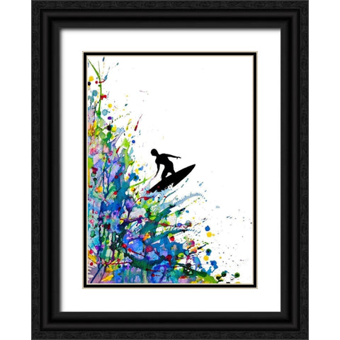 A Pollocks Point Break Black Ornate Wood Framed Art Print with Double Matting by Allante, Marc