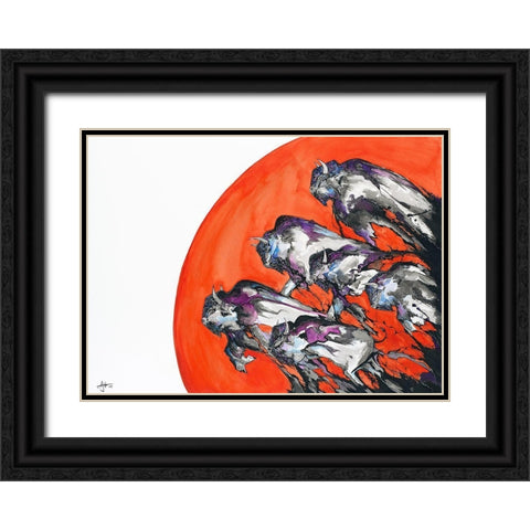 Out Of A Rising Sun Black Ornate Wood Framed Art Print with Double Matting by Allante, Marc