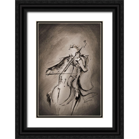 The Cellist Black Ornate Wood Framed Art Print with Double Matting by Allante, Marc