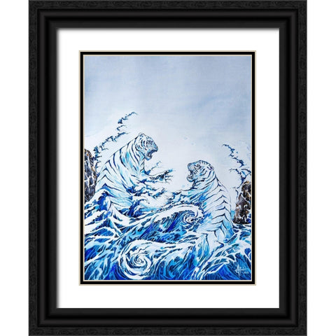 The Crashing Waves Black Ornate Wood Framed Art Print with Double Matting by Allante, Marc