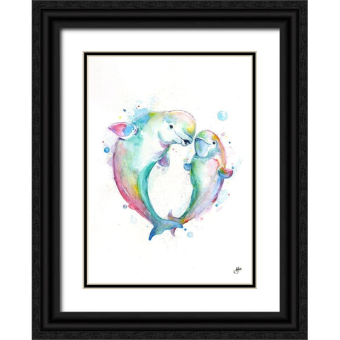 Bubbly Belugas Black Ornate Wood Framed Art Print with Double Matting by Allante, Marc