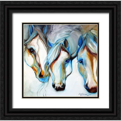 3 Nobles Equine Abstract Black Ornate Wood Framed Art Print with Double Matting by Baldwin, Marcia