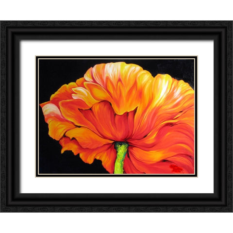 A Single Poppy Black Ornate Wood Framed Art Print with Double Matting by Baldwin, Marcia