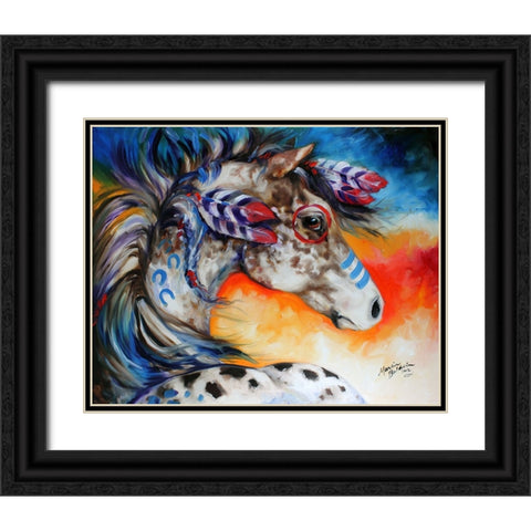 Appaloosa Indian War Horse Black Ornate Wood Framed Art Print with Double Matting by Baldwin, Marcia