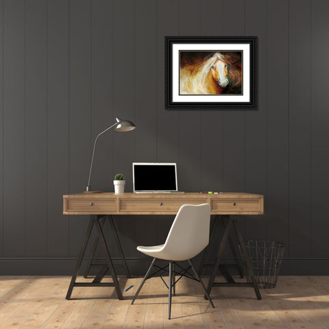 Autumn Breeze Equine Black Ornate Wood Framed Art Print with Double Matting by Baldwin, Marcia