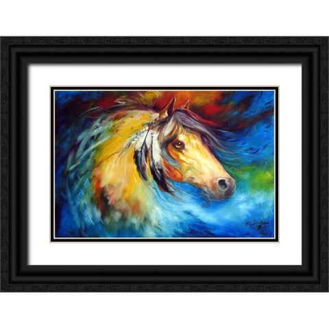 Blue Thunder War Pony Black Ornate Wood Framed Art Print with Double Matting by Baldwin, Marcia