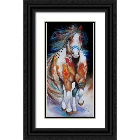 Brave The Indian War Horse Black Ornate Wood Framed Art Print with Double Matting by Baldwin, Marcia