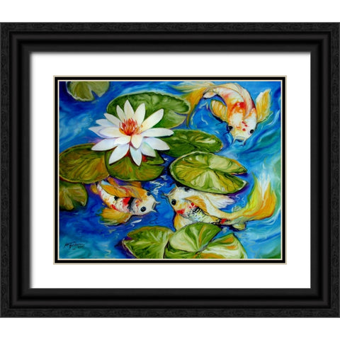 Dance Of The Koi 2 Black Ornate Wood Framed Art Print with Double Matting by Baldwin, Marcia