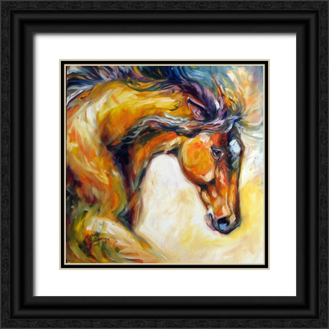 Determined Equine Black Ornate Wood Framed Art Print with Double Matting by Baldwin, Marcia