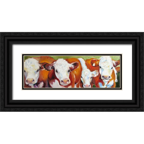 Fab Five Cows Black Ornate Wood Framed Art Print with Double Matting by Baldwin, Marcia