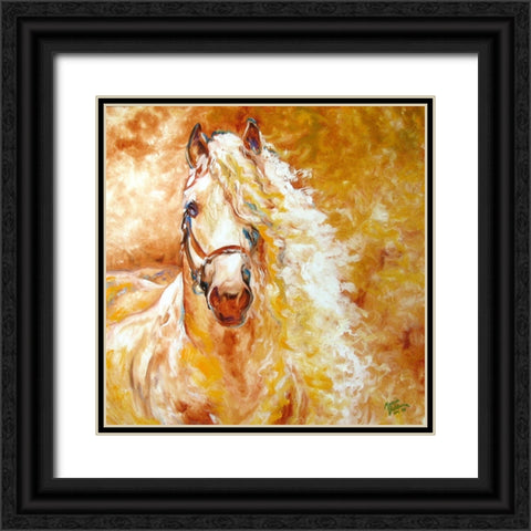 Golden Grace Andalusian Equine Black Ornate Wood Framed Art Print with Double Matting by Baldwin, Marcia