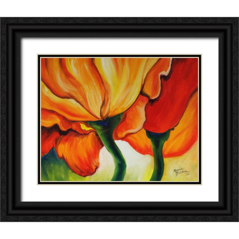 Golden Poppy Abstract Black Ornate Wood Framed Art Print with Double Matting by Baldwin, Marcia
