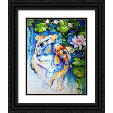 Koi Koi And Lily Black Ornate Wood Framed Art Print with Double Matting by Baldwin, Marcia
