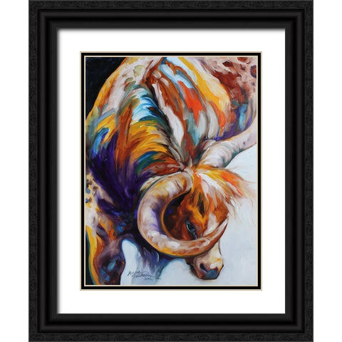 Longhorn Abstract Black Ornate Wood Framed Art Print with Double Matting by Baldwin, Marcia