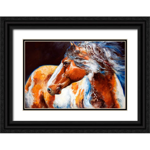 Mohican Indian War Horse Black Ornate Wood Framed Art Print with Double Matting by Baldwin, Marcia