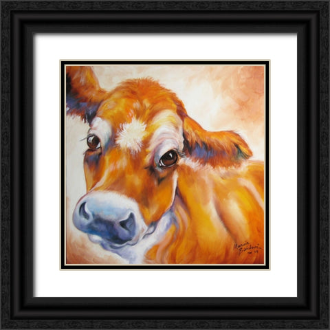My Jersey Cow Commission Black Ornate Wood Framed Art Print with Double Matting by Baldwin, Marcia