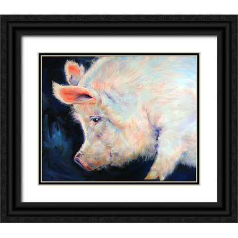 My Pink Pig Black Ornate Wood Framed Art Print with Double Matting by Baldwin, Marcia