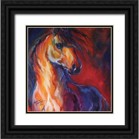 Stallion Red Dawn Black Ornate Wood Framed Art Print with Double Matting by Baldwin, Marcia
